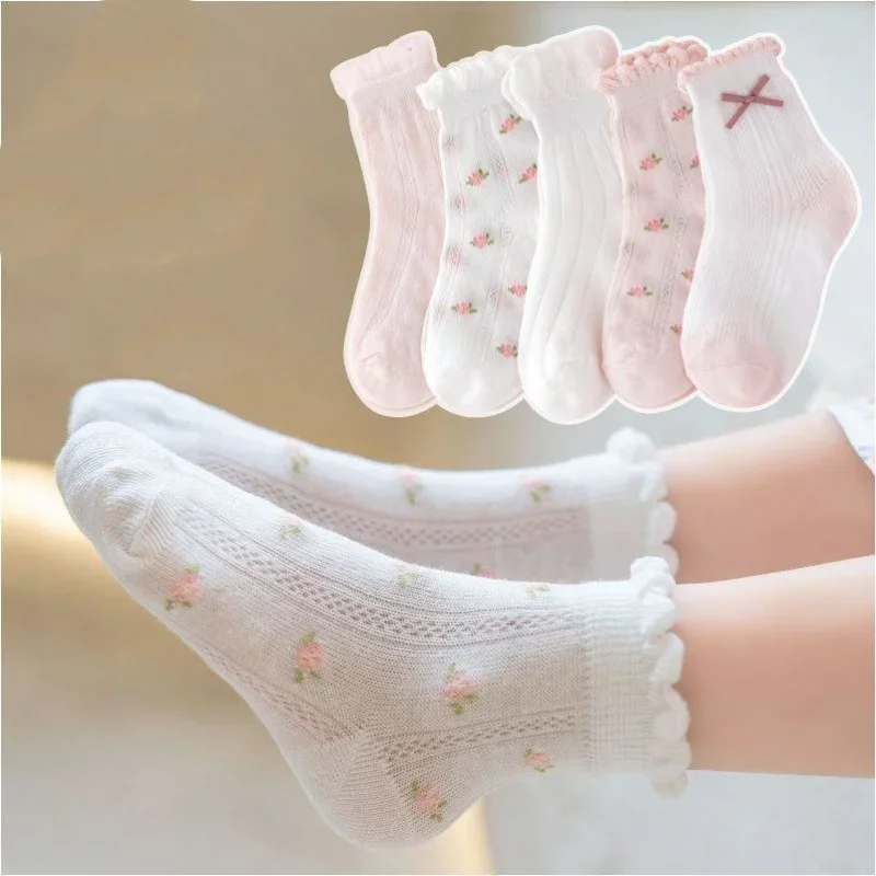 Meias infantis de algodão, 5 p - Summer Clothing Baby Girl avaliação e preço